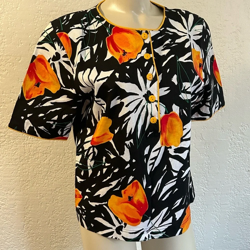 Vintage Evan Picone 2-Piece Floral Cotton Skirt Suit NWT M/L 90s Tropical Print